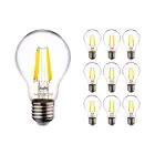 Multipack 10x Noxion Lucent LED E27 Pera Filamento Chiara 8.5W 1055lm - 827 Bianco Molto Caldo | Dimmerabile - Sostitutiva 75W